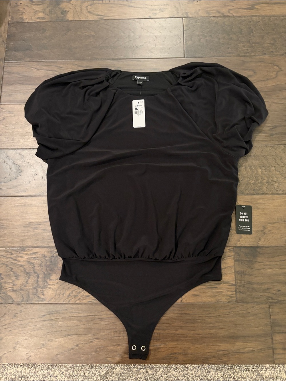 New With Tags Express Black Puff Sleeve Bodysuit Sz M